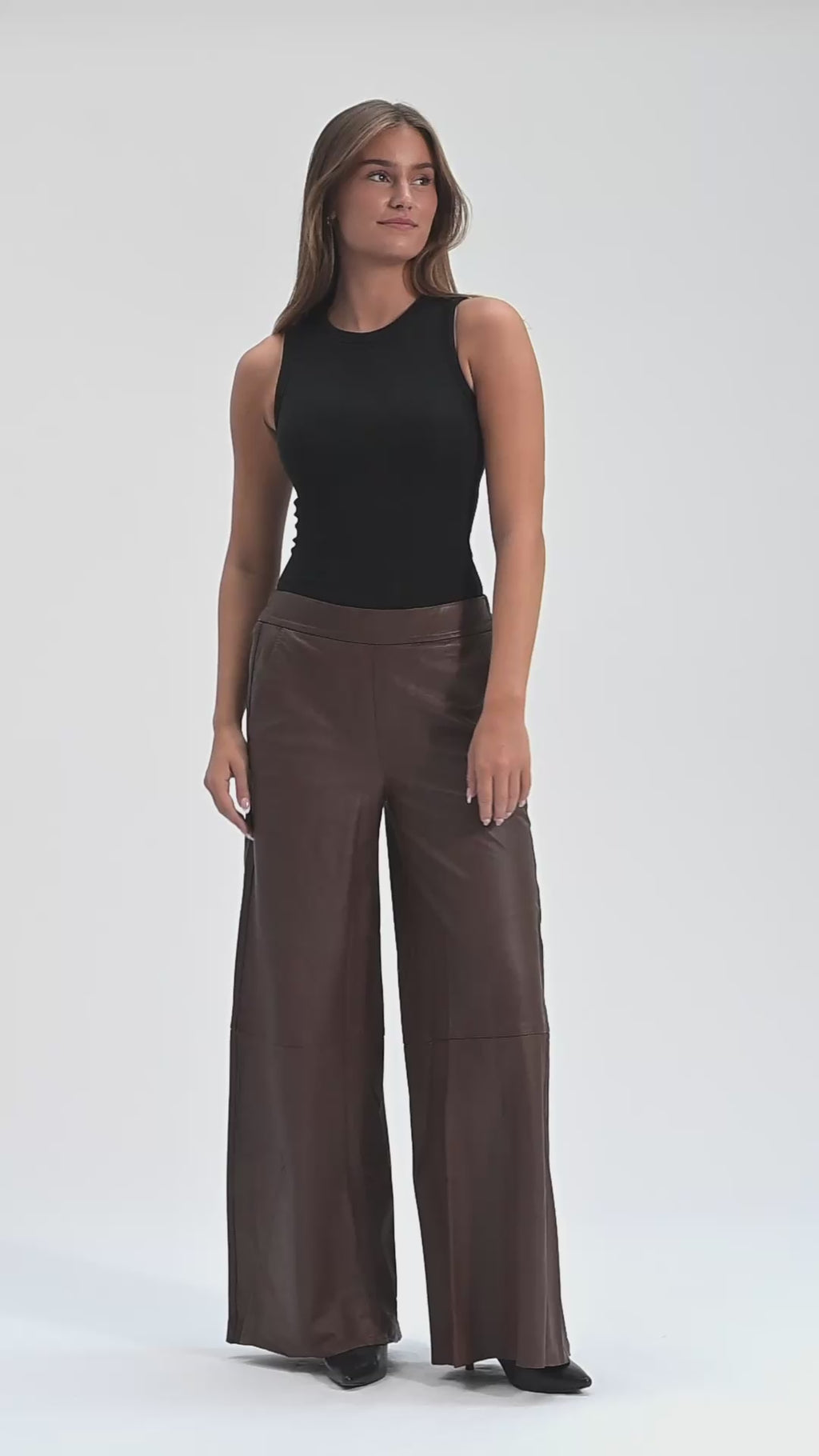 Depeche leather wear Lauren MW Full Length Leather Pants Pants 106 Coffee