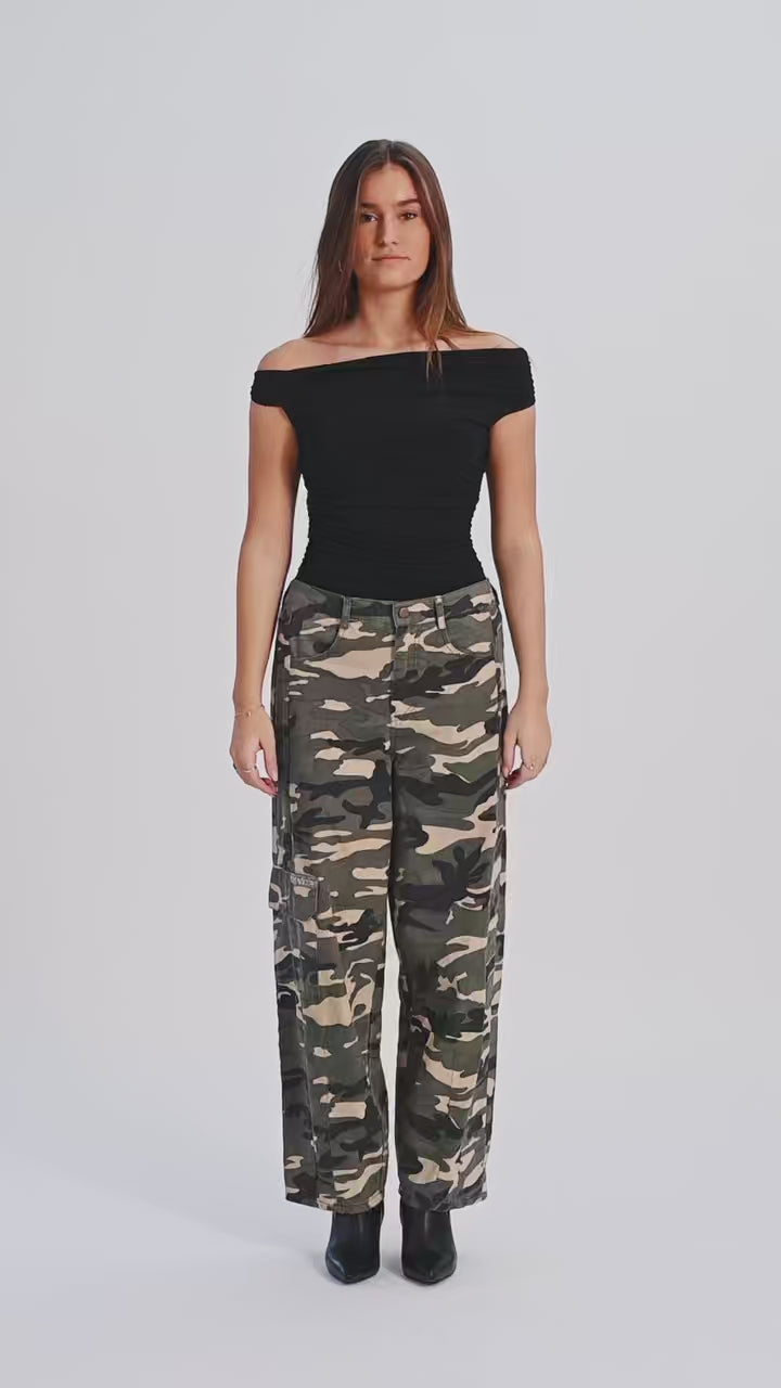 Depeche Clothing Pacy Camo Barell Pants Pants 234 Khaki Printed