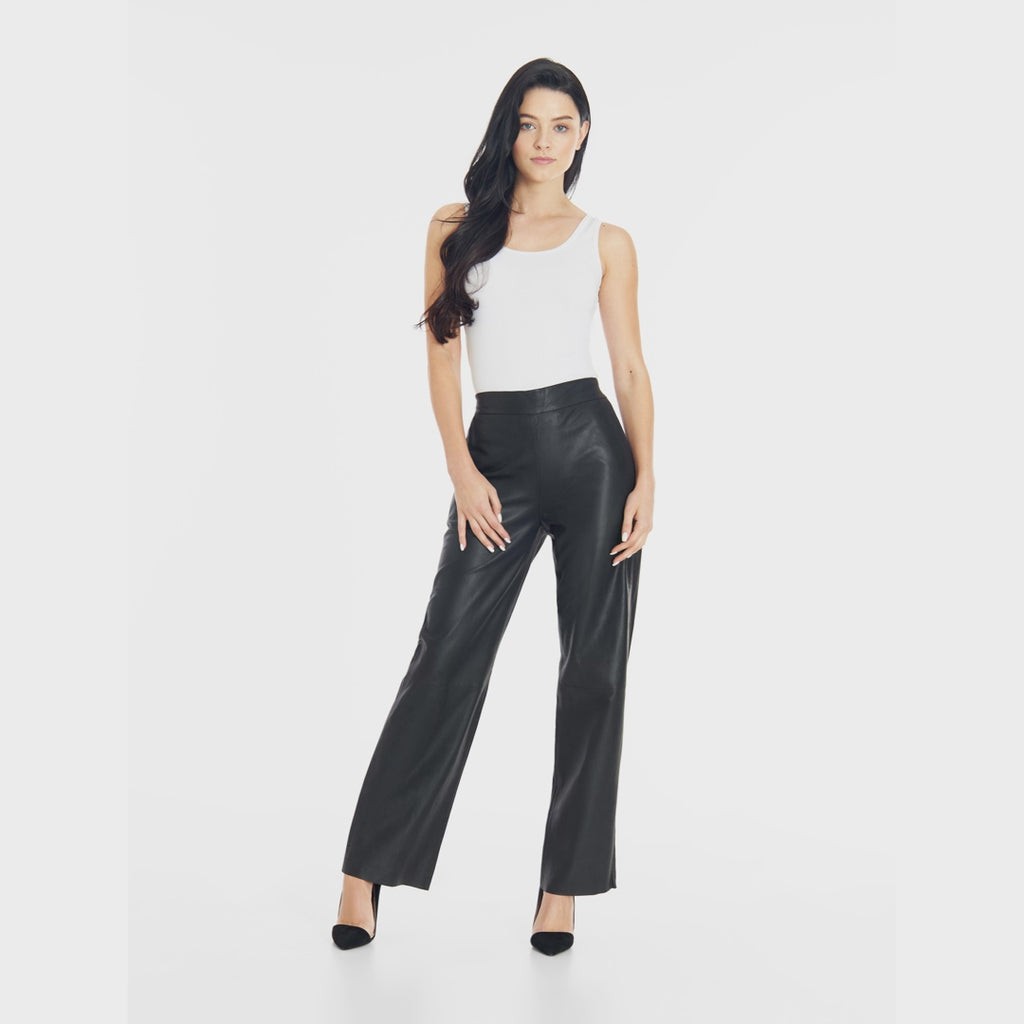 Depeche leather wear Alicia RW straight leg leather pants Pants 099 Black