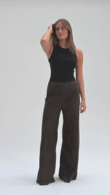 Depeche leather wear Adiva HW Suede Pants Culotte Wide Leg Pants 067 Dusty brown