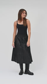 Depeche leather wear Evelyn leather skirt with elastic in waist Skirt 099 Black