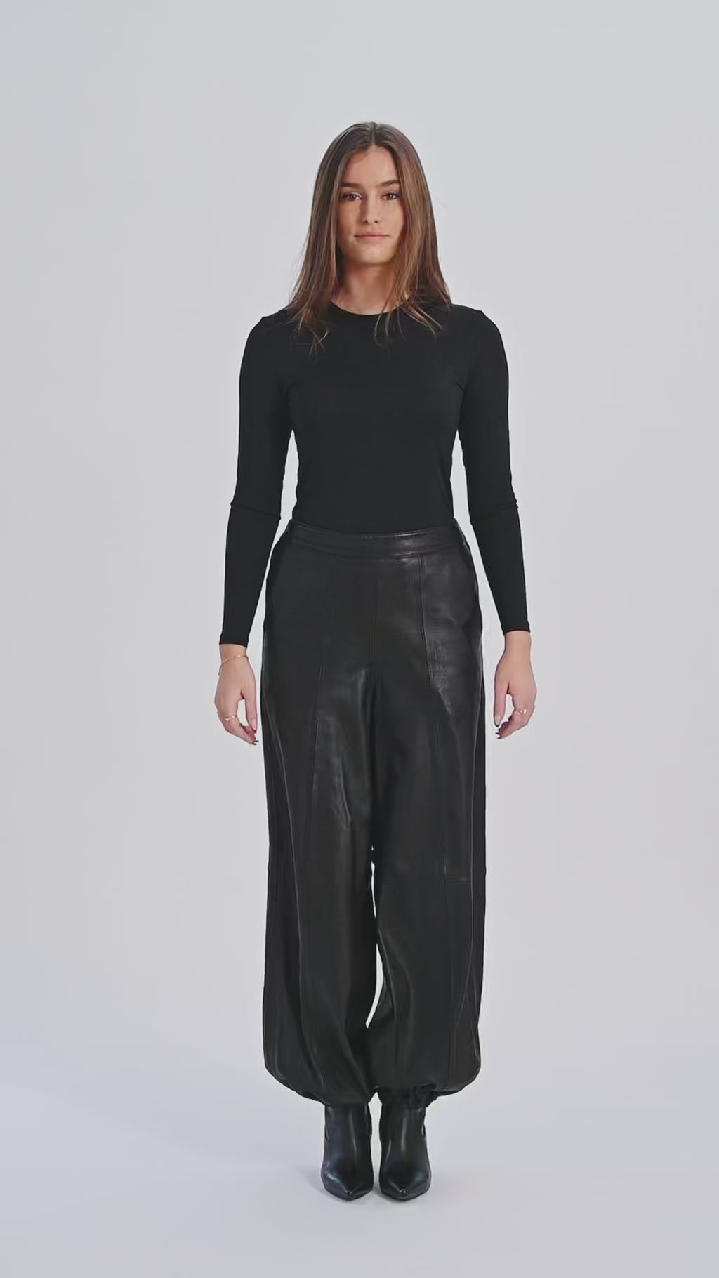 Depeche leather wear Ella balloon trousers in soft lamb leather Pants 099 Black
