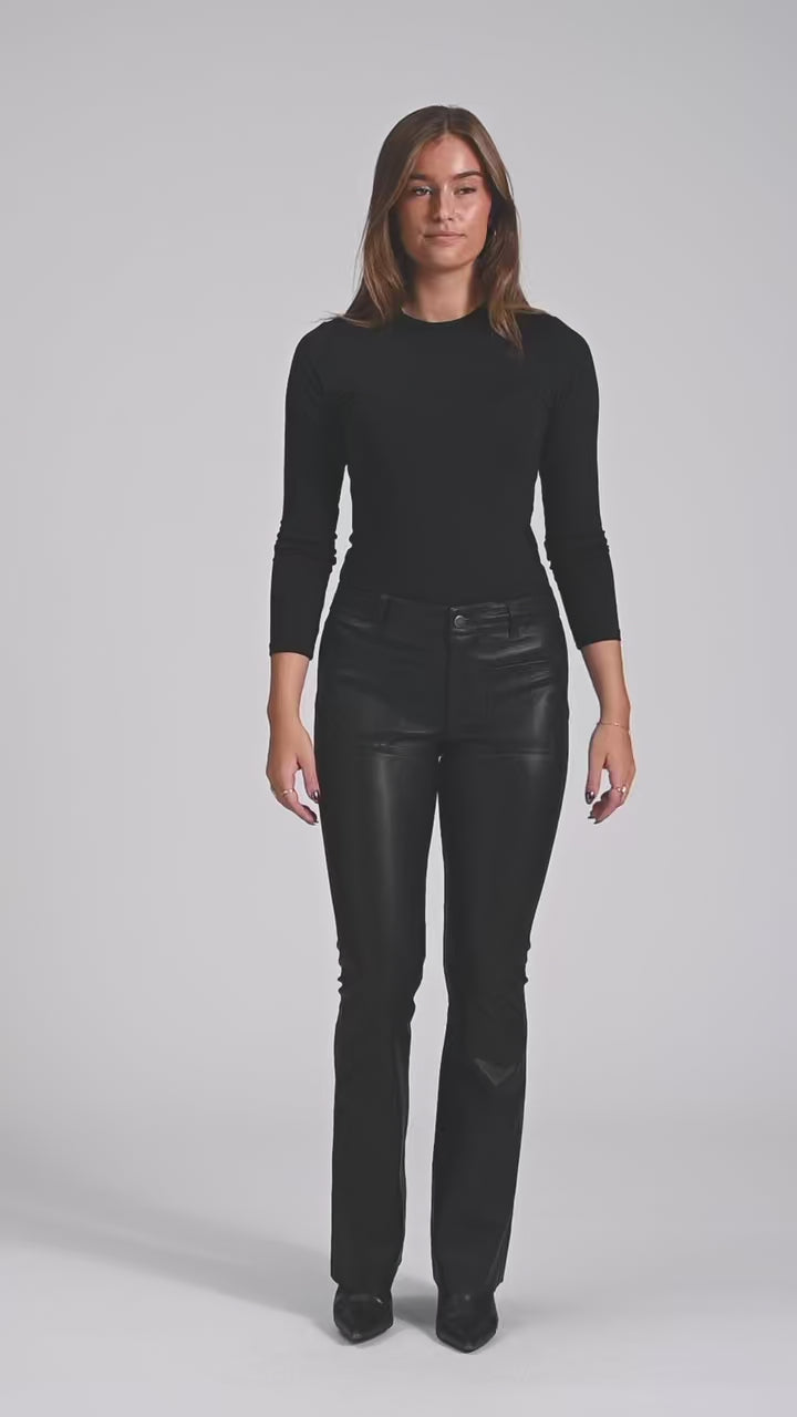 Depeche leather wear Cleo MW Flare Leather Pants Pants 099 Black