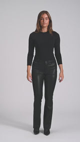 Depeche leather wear Cleo MW Flare Leather Pants Pants 099 Black