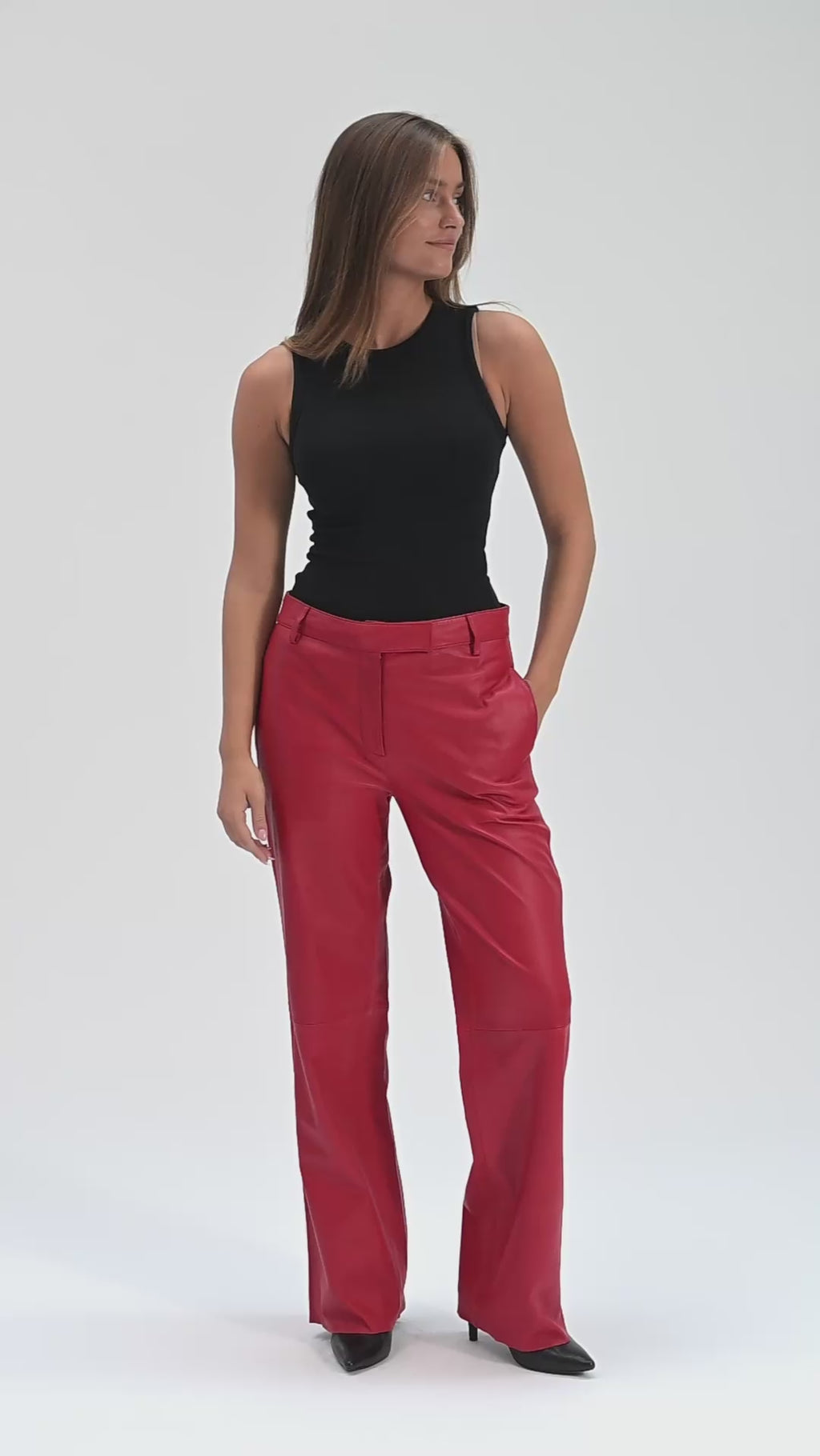 Depeche leather wear Adele leather pants Pants 043 Red
