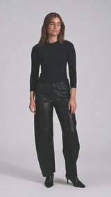 Depeche leather wear Boel barrel trousers in lamb leather Pants 099 Black (Nero)