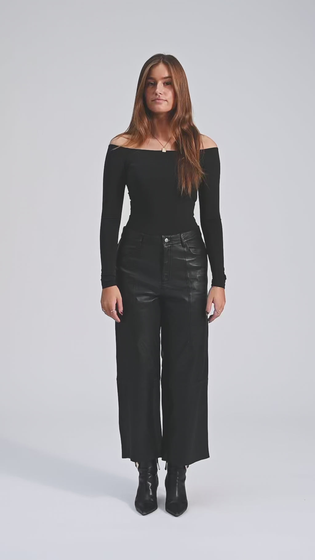 Depeche leather wear HW regular fitting Boa leather pants Pants 099 Black (Nero)