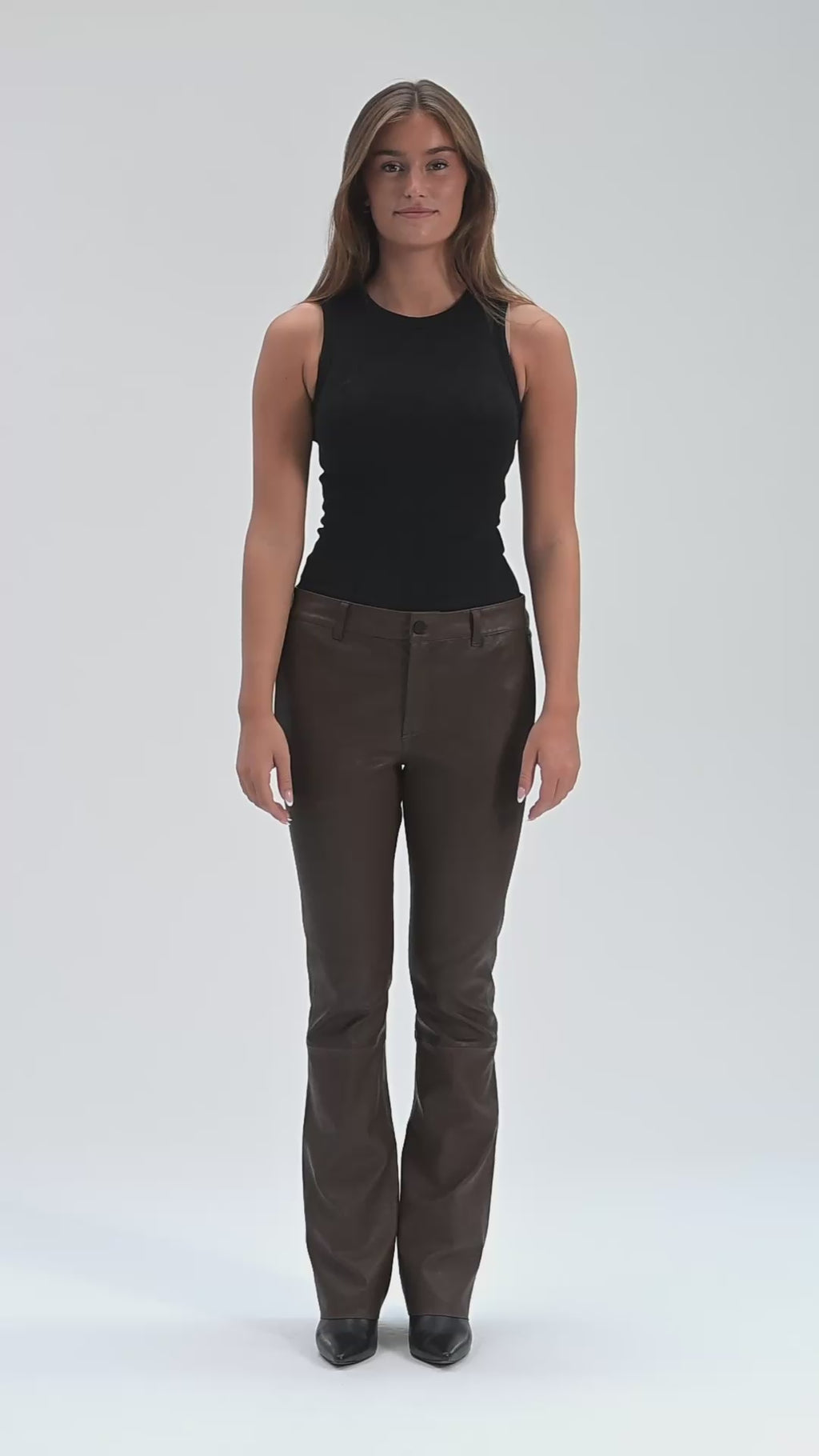 Depeche leather wear Kiri Boot Cut Leather Pants Pants 173 Chestnut