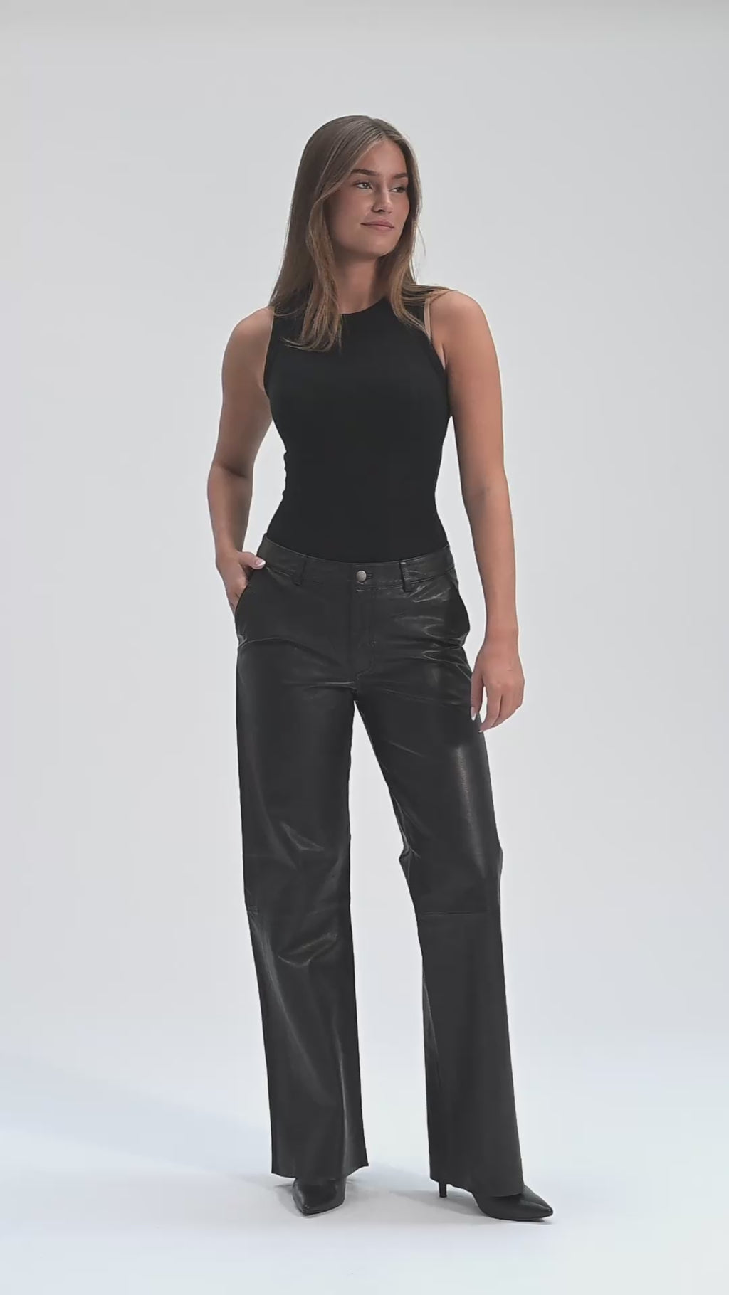Depeche leather wear Talli MW Straight Leg Full Length Pant Pants 099 Black