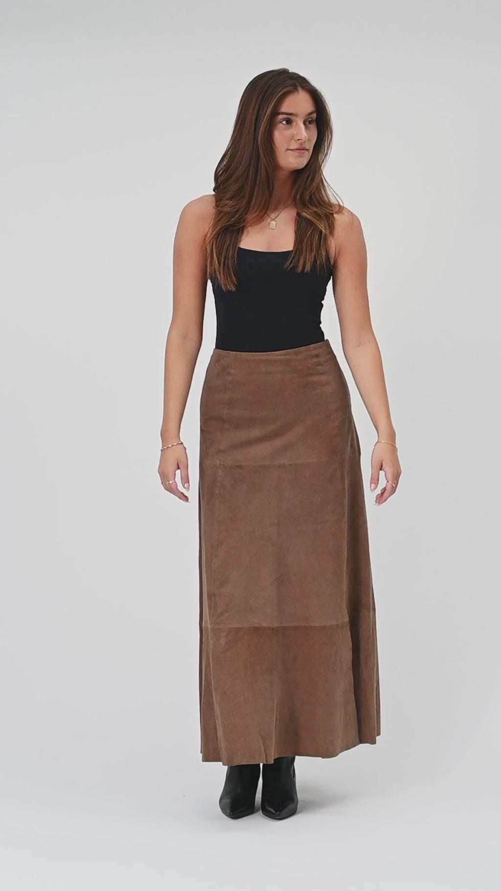 Depeche leather wear Naomi suede skirt Skirt 322 Toffee