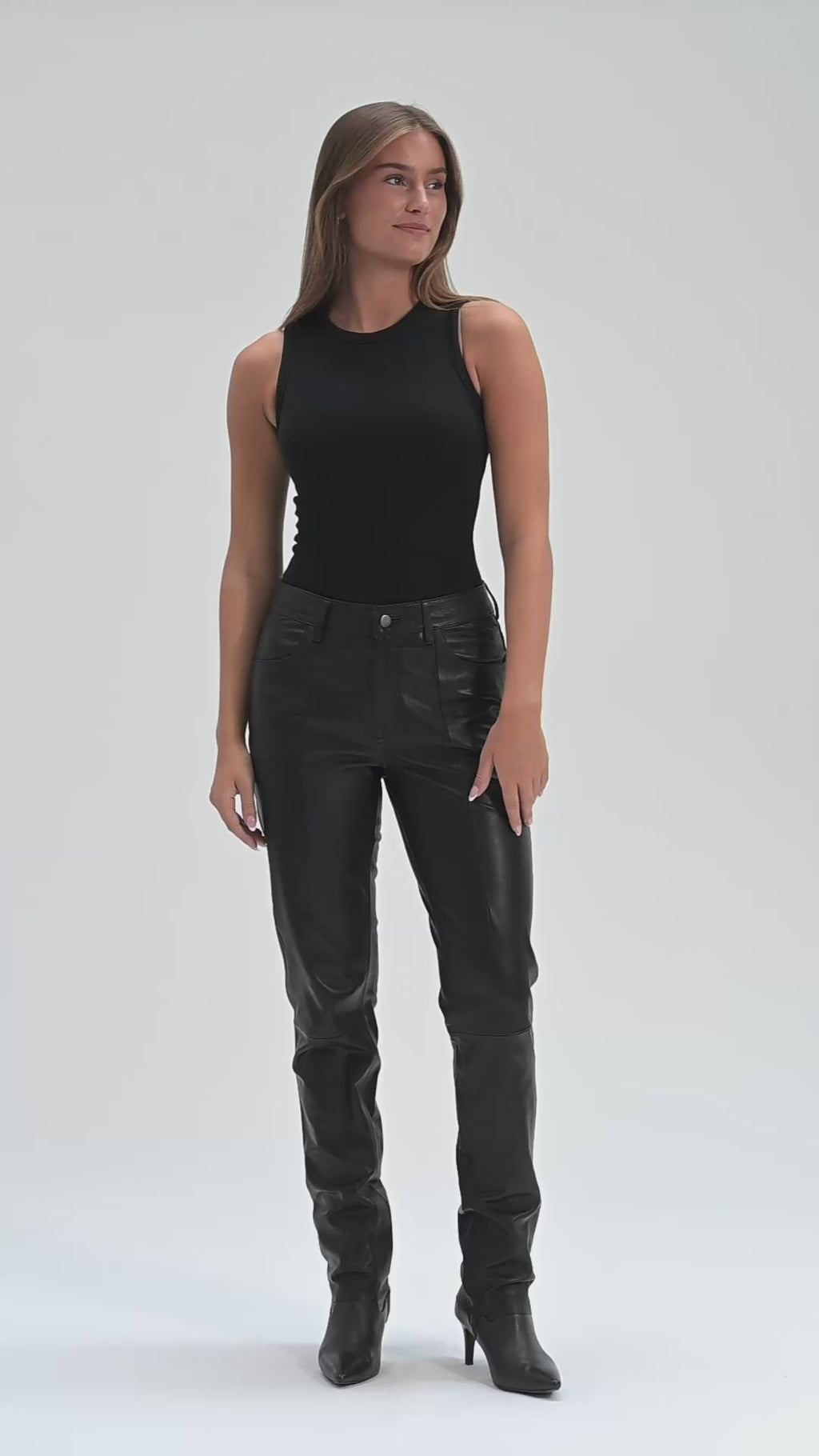 Depeche leather wear Boa skinny leg leather pants Pants 099 Black