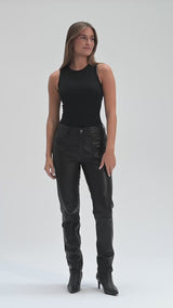 Depeche leather wear Boa skinny leg leather pants Pants 099 Black