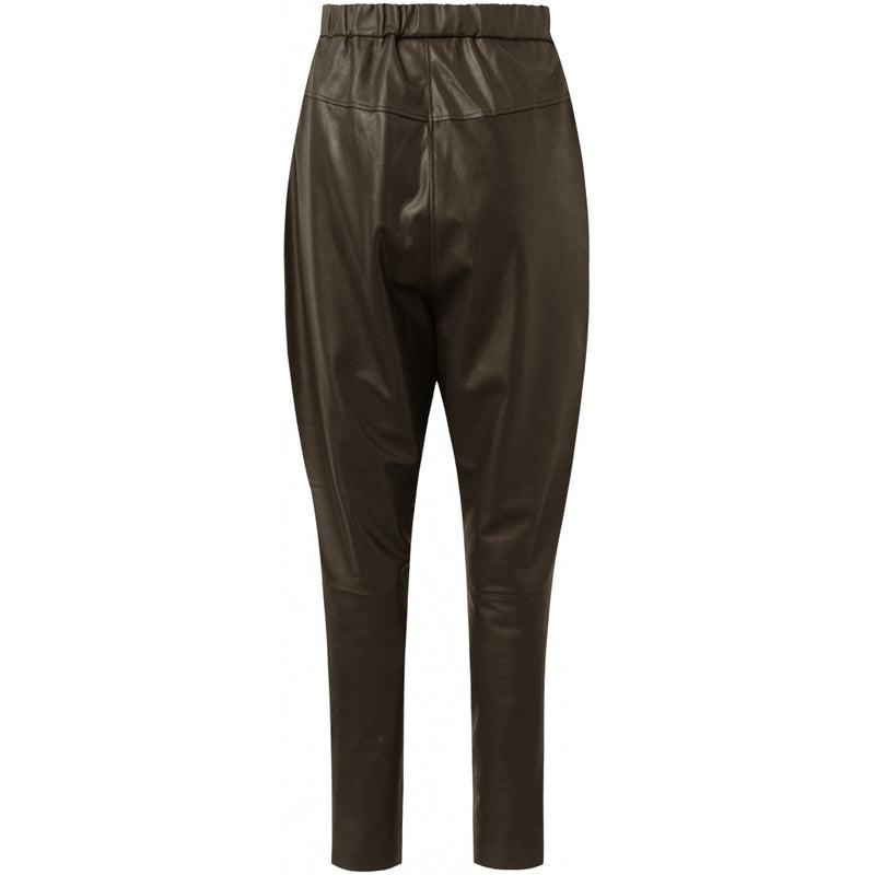 Depeche leather wear Baggy leather pants with raw details Pants 038 Dusty taupe