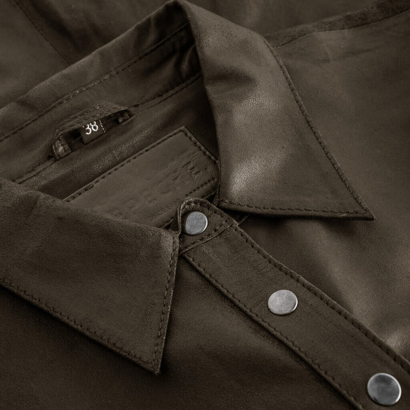 Depeche leather wear Basic Sharon shirt in soft leather quality Shirts 038 Dusty taupe