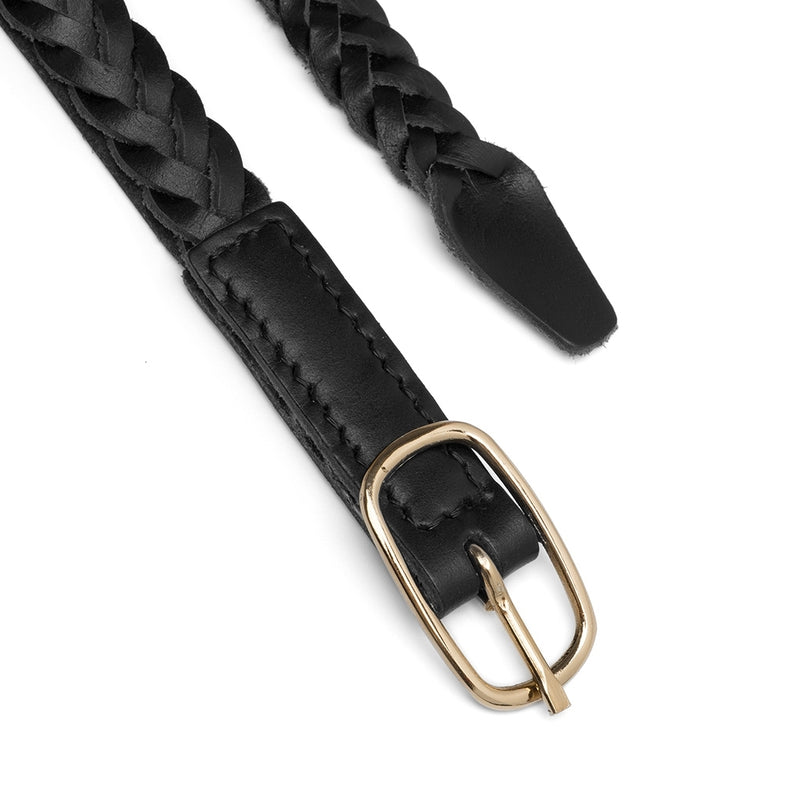 DEPECHE Beautiful braided leather belt Belts 190 Black / Gold
