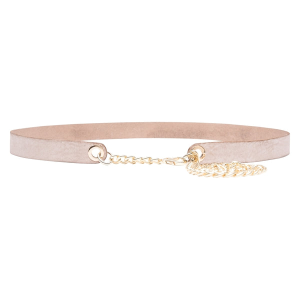 DEPECHE Beautiful leather belt with chain detail Belts 011 Sand