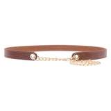 DEPECHE Beautiful leather belt with chain detail Belts 014 Cognac