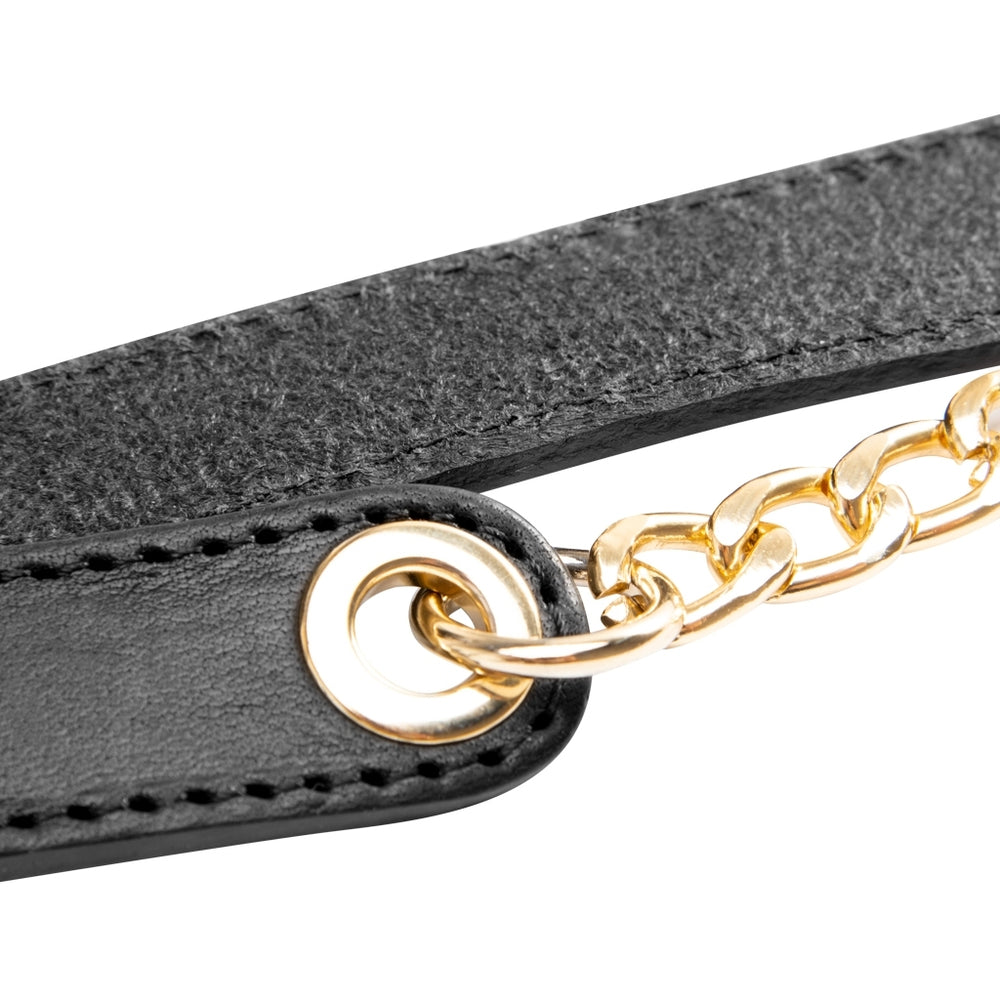 Beautiful leather belt with chain detail 14930 Black Nero DEPECHE