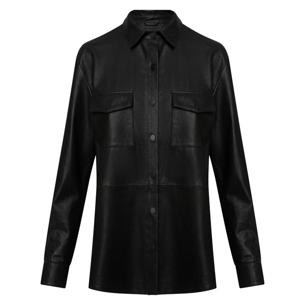 Depeche leather wear Beautiful leather shirts in soft quality Tops 099 Black (Nero)