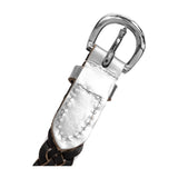 DEPECHE Braided narrow belt in soft leather Belts 207 Silver Metallic
