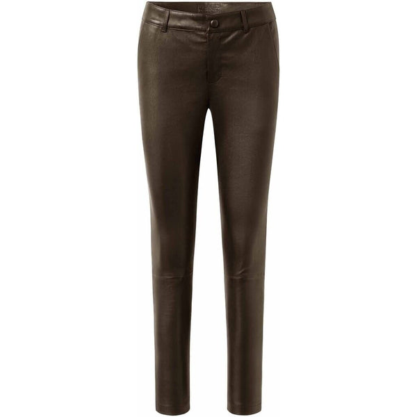 Depeche leather wear Caroline RW chino stretch leather pant Pants 161 Dark brown