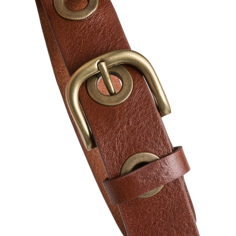 DEPECHE Cool jeans leather belt decorated with large eyelets Belts 014 Cognac