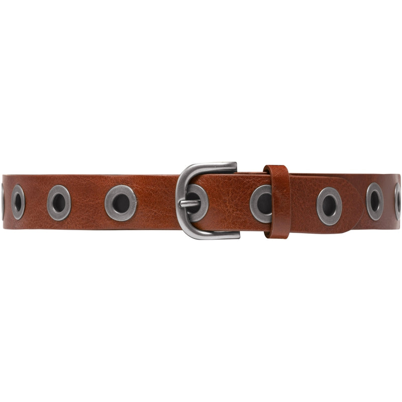 DEPECHE Cool jeans leather belt decorated with large eyelets Belts 147 Cognac/american silver