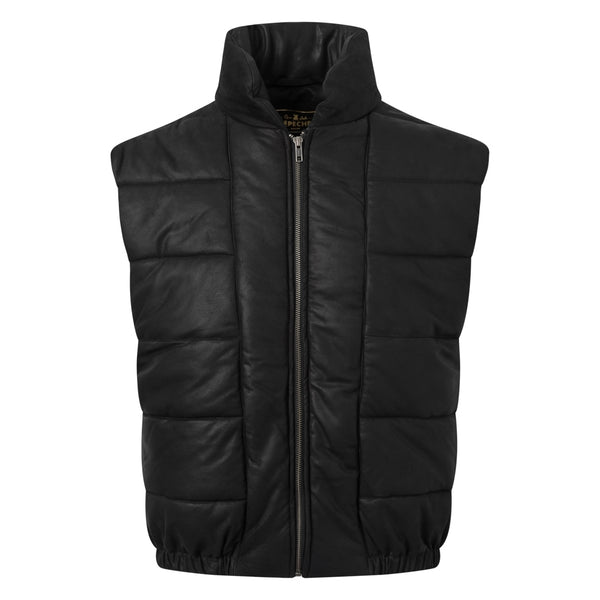 Depeche leather wear Cool padded leather vest in soft quality Jackets 099 Black (Nero)