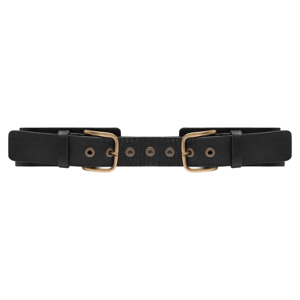 DEPECHE Cool waist leather belt with raw details Belts 099 Black (Nero)