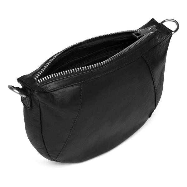 DEPECHE Crossbody bag in a lovely and soft leather quality Cross over 099 Black (Nero)