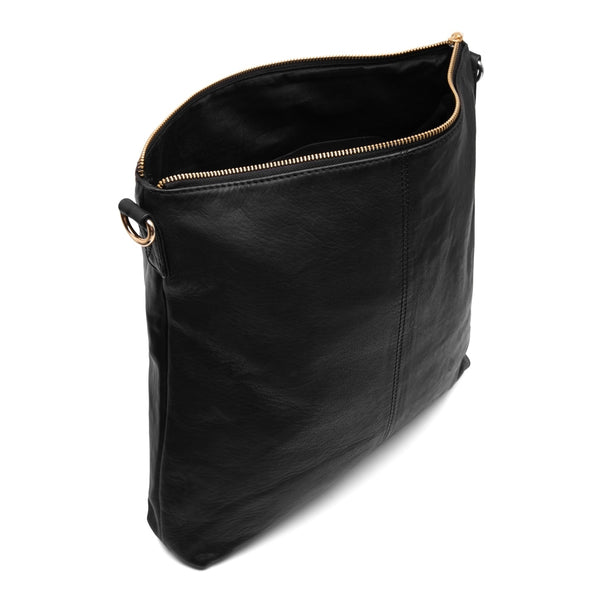 DEPECHE Crossbody bag in silky soft leather Cross over 099 Black (Nero)