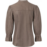 Depeche leather wear Feminine leather shirt with details Tops 007 Mud