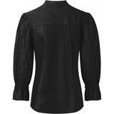 Depeche leather wear Feminine leather shirt with details Tops 099 Black (Nero)