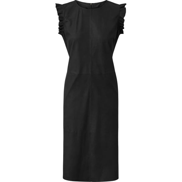 Depeche leather wear Feminine leatherdress in soft quality Dresses 099 Black (Nero)