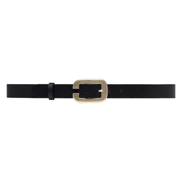 DEPECHE Jeans leather belt with pretty buckle Belts 190 Black / Gold