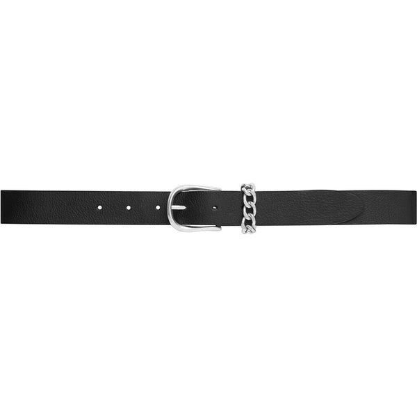 DEPECHE Jeans leatherbelt with beautiful chain beltloop Belts 187 Black/Silver