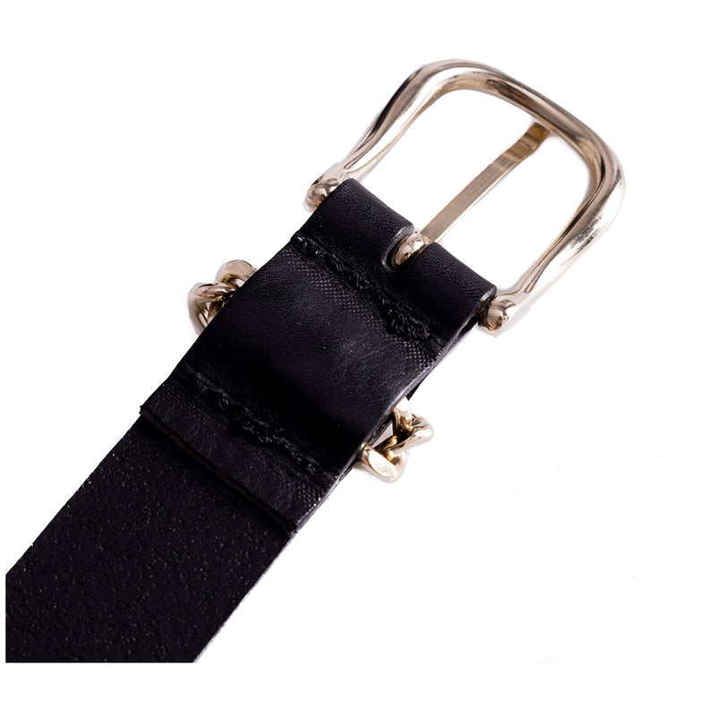 DEPECHE Jeans leatherbelt with beautiful chain beltloop Belts 190 Black / Gold