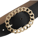 DEPECHE Jeans leatherbelt with decorative buckle Belts 190 Black / Gold