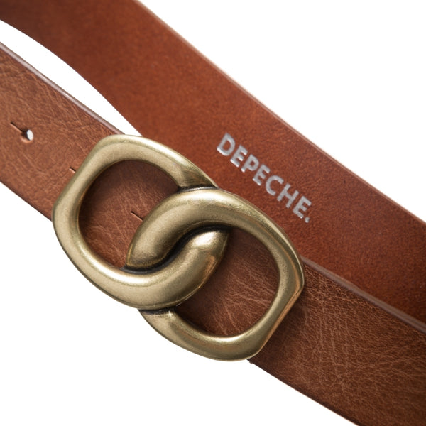 DEPECHE Jeans leatherbelt with nice buckle Belts 014 Cognac