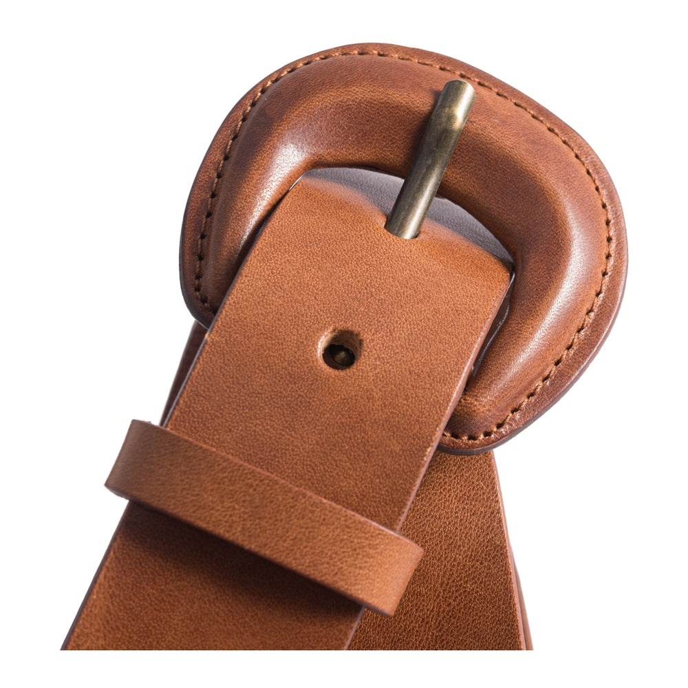 Jenas leather belt with large buckle / 15166 - Cognac – DEPECHE