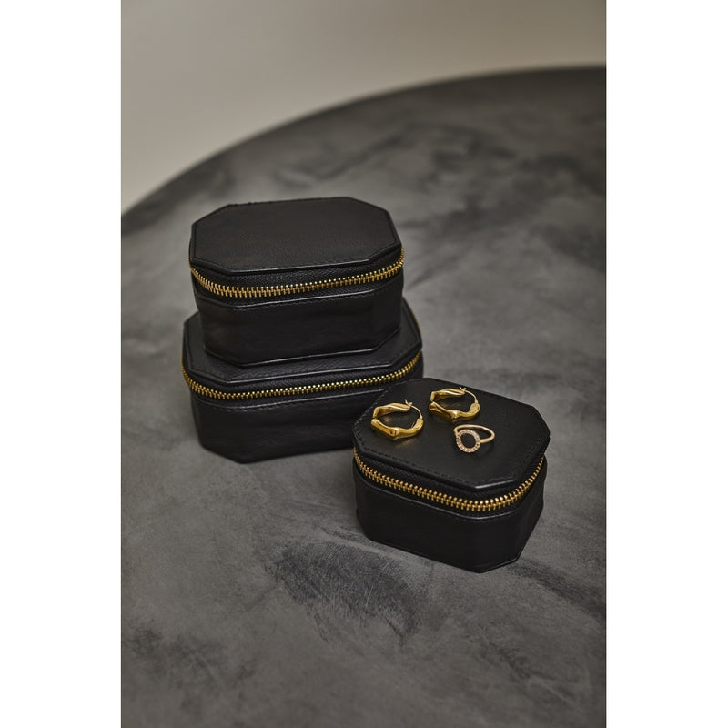DEPECHE Large jewellery box in leather Accessories 099 Black (Nero)