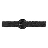 DEPECHE Leather belt with beautiful braided details Belts 099 Black (Nero)