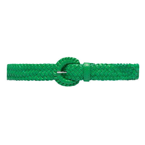 DEPECHE Leather belt with beautiful braided details Belts 182 Greenery
