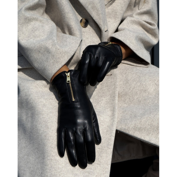 DEPECHE Leather gloves decorated with zipper Gloves 097 Gold