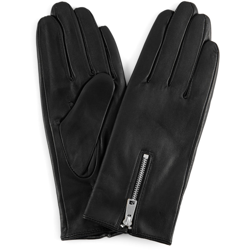 DEPECHE Leather gloves decorated with zipper Gloves 098 Silver