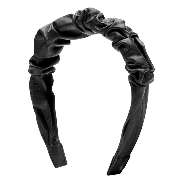 DEPECHE Leather hairband with wrinkle effect Accessories 099 Black (Nero)
