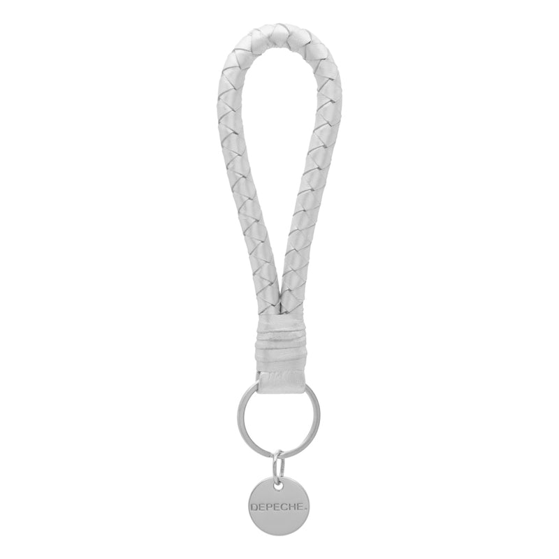 DEPECHE Leather keyhanger decorated with twisted detail Accessories 207 Silver Metallic