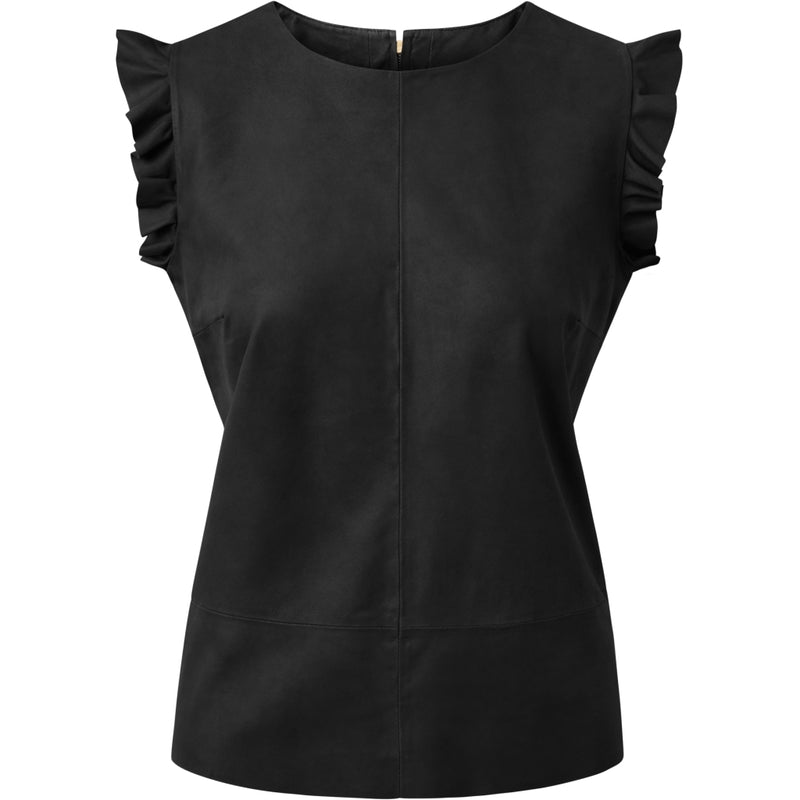 Depeche leather wear Leather top in soft quality Tops 099 Black (Nero)