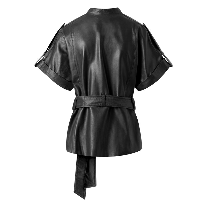 Depeche leather wear Leather vest with wide sleeves and zipper Jackets 099 Black (Nero)