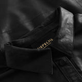 Depeche leather wear Long oversize leather shirt in soft quality Shirts 099 Black (Nero)